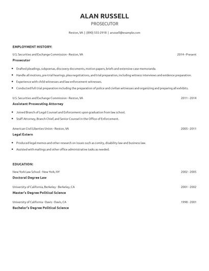 Prosecutor Resume