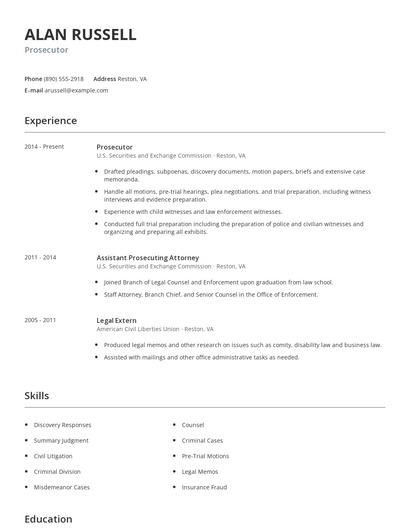 Prosecutor Resume