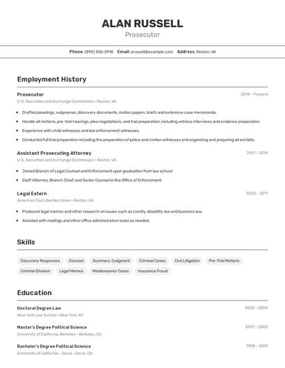 Prosecutor Resume