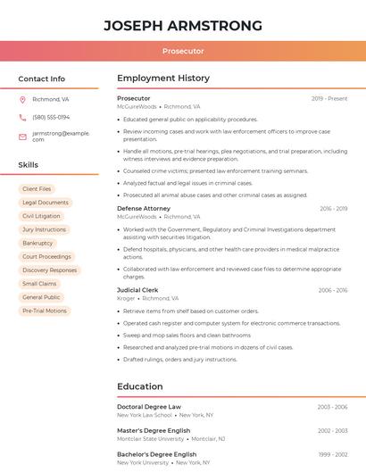 Prosecutor Resume