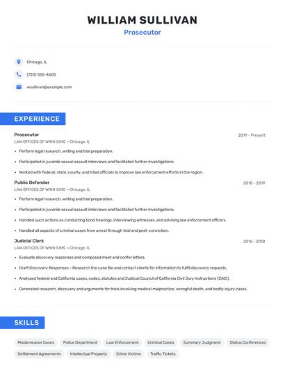 Prosecutor Resume