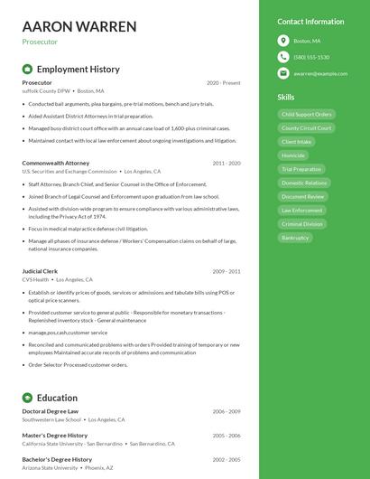 Prosecutor Resume