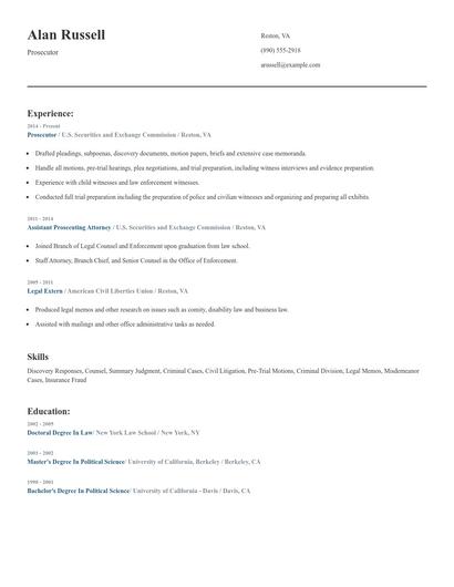 Prosecutor Resume