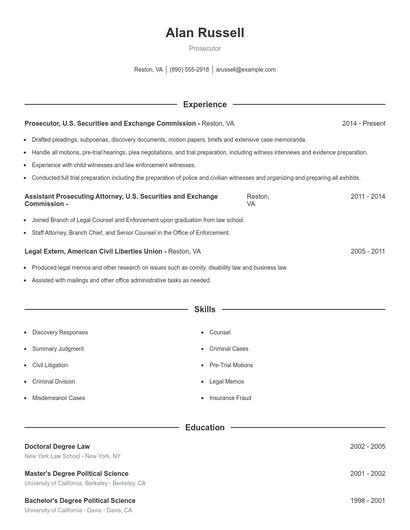 Prosecutor Resume