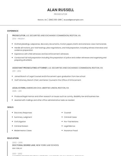 Prosecutor Resume