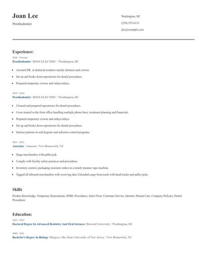 Prosthodontist Resume