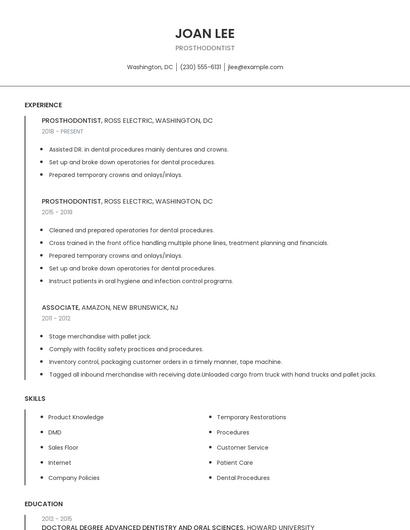 Prosthodontist Resume