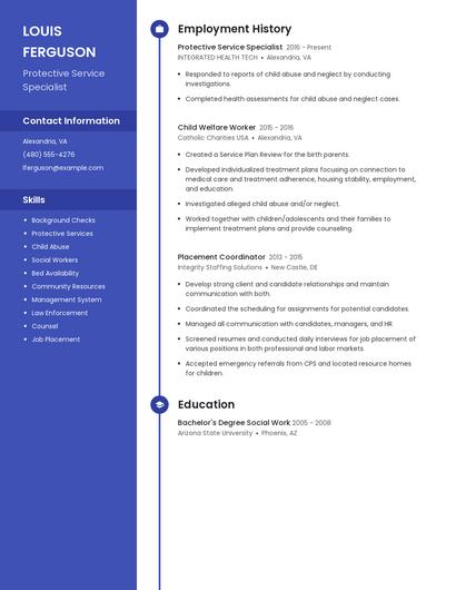 Protective Service Specialist Resume