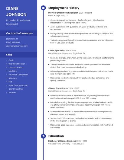 Provider Enrollment Specialist Resume
