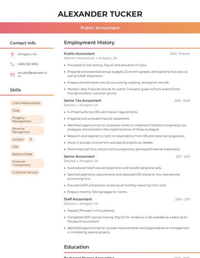 Public Accountant Resume