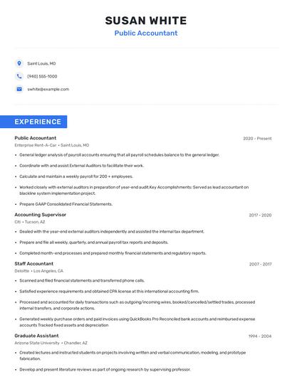 Public Accountant Resume