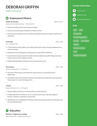 Public Accountant Resume