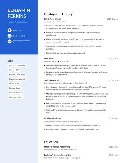 Public Accountant Resume
