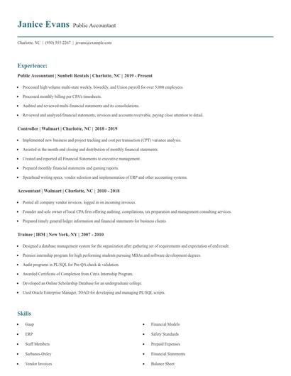 Public Accountant Resume