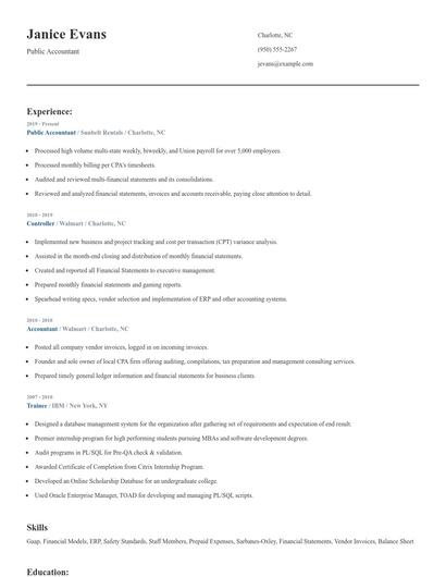 Public Accountant Resume
