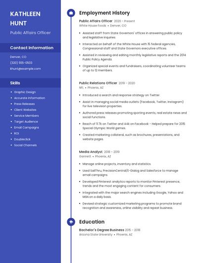 Public Affairs Officer Resume