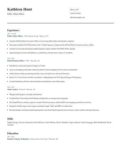 Public Affairs Officer Resume