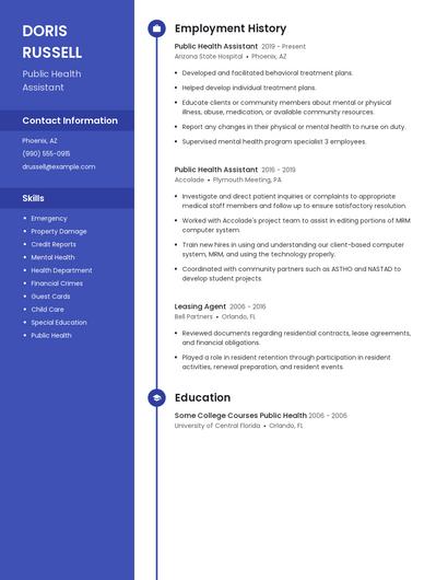 Public Health Assistant Resume