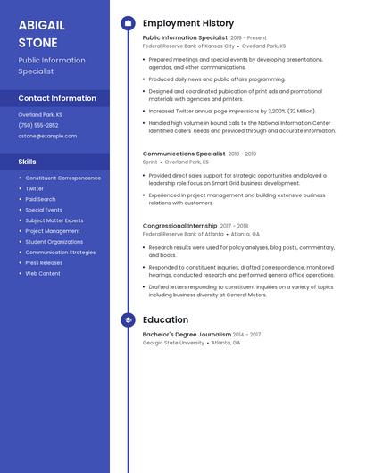 Public Information Specialist Resume