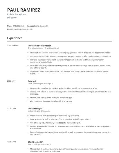 Public Relations Director Resume