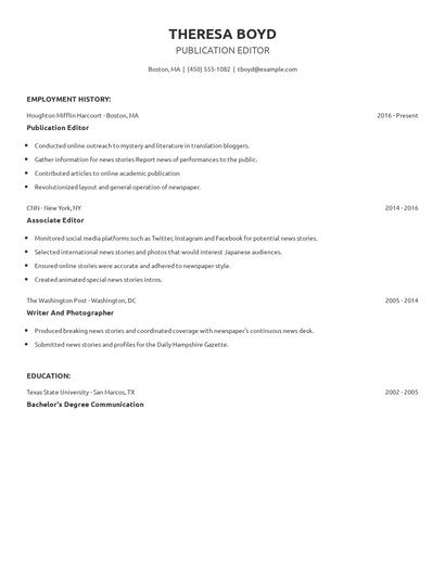 Publication Editor Resume