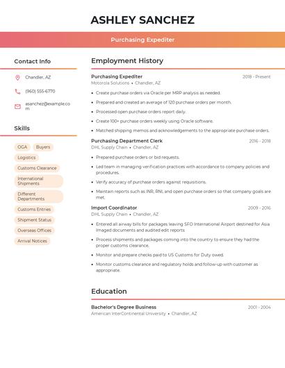 Purchasing Expediter Resume