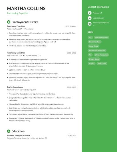 Purchasing Expediter Resume
