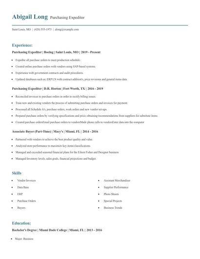 Purchasing Expediter Resume