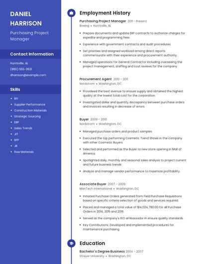 Purchasing Project Manager Resume