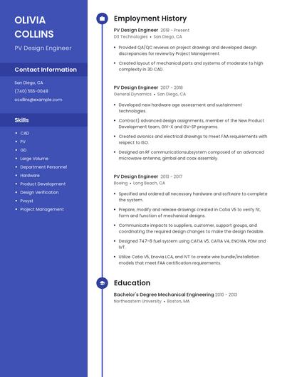 PV Design Engineer Resume