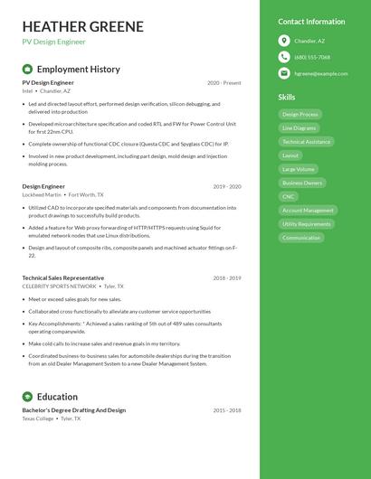 PV Design Engineer Resume