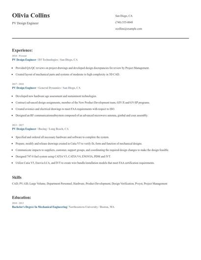 PV Design Engineer Resume