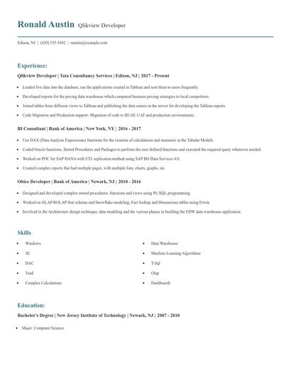 Qlikview Developer Resume