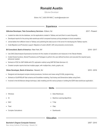 Qlikview Developer Resume