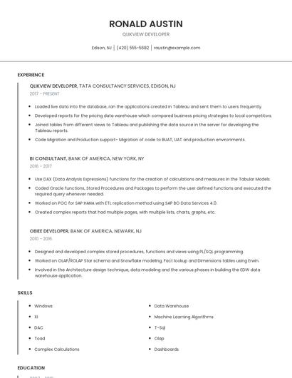 Qlikview Developer Resume
