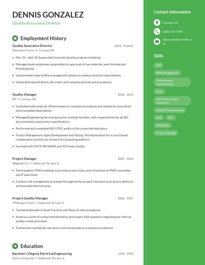 Quality Assurance Director Resume