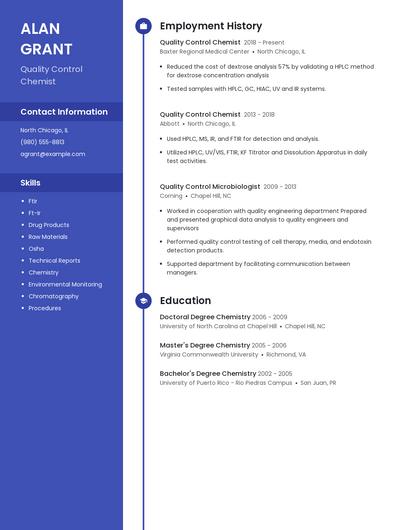Quality Control Chemist Resume