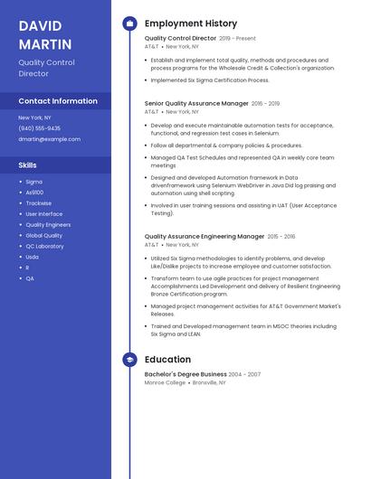Quality Control Director Resume