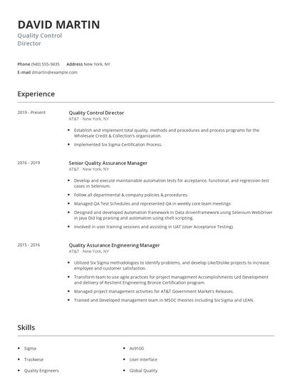 Quality Control Director Resume