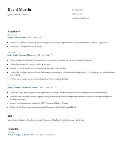 Quality Control Director Resume