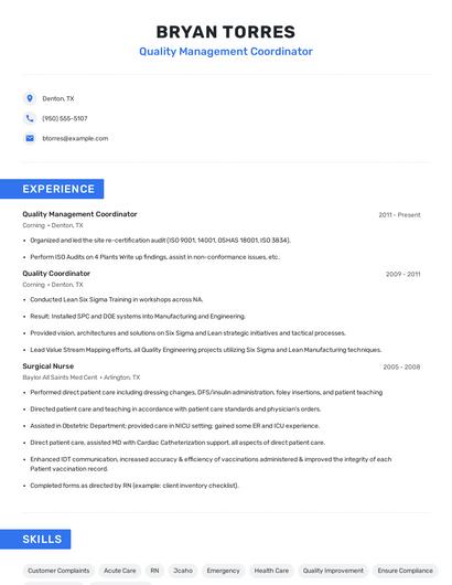 Quality Management Coordinator Resume