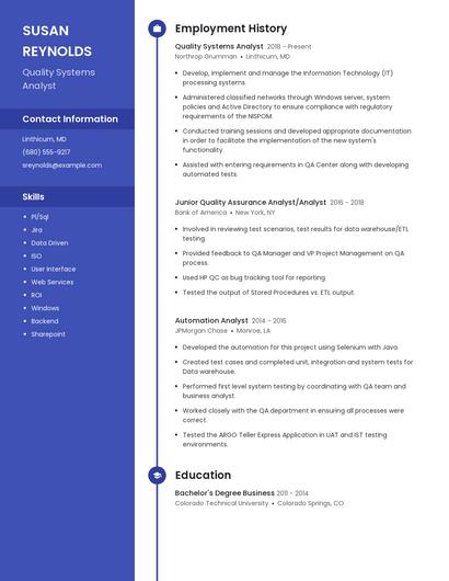 Quality Systems Analyst Resume