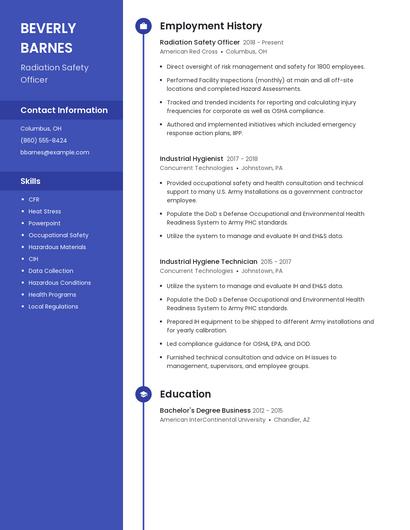 Radiation Safety Officer Resume