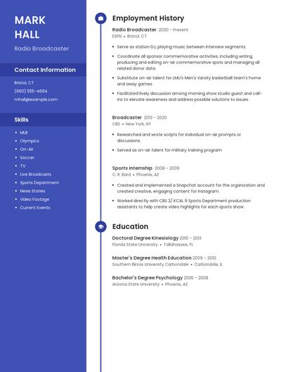 Radio Broadcaster Resume