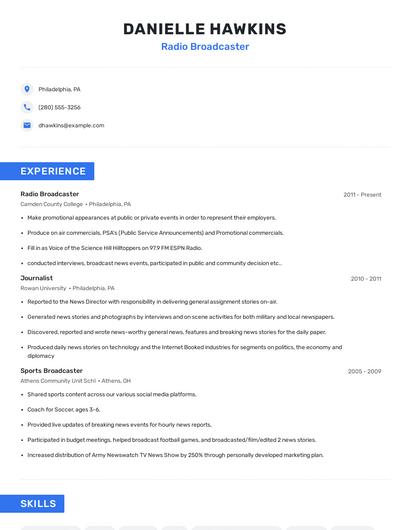 Radio Broadcaster Resume