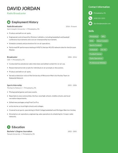 Radio Broadcaster Resume