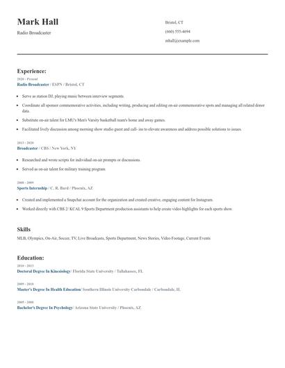 Radio Broadcaster Resume