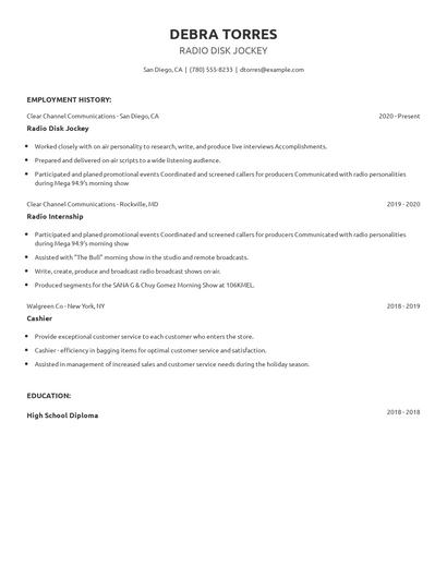 Radio Disk Jockey Resume
