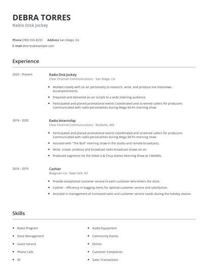 Radio Disk Jockey Resume