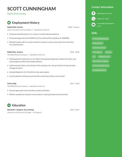 Radio Disk Jockey Resume